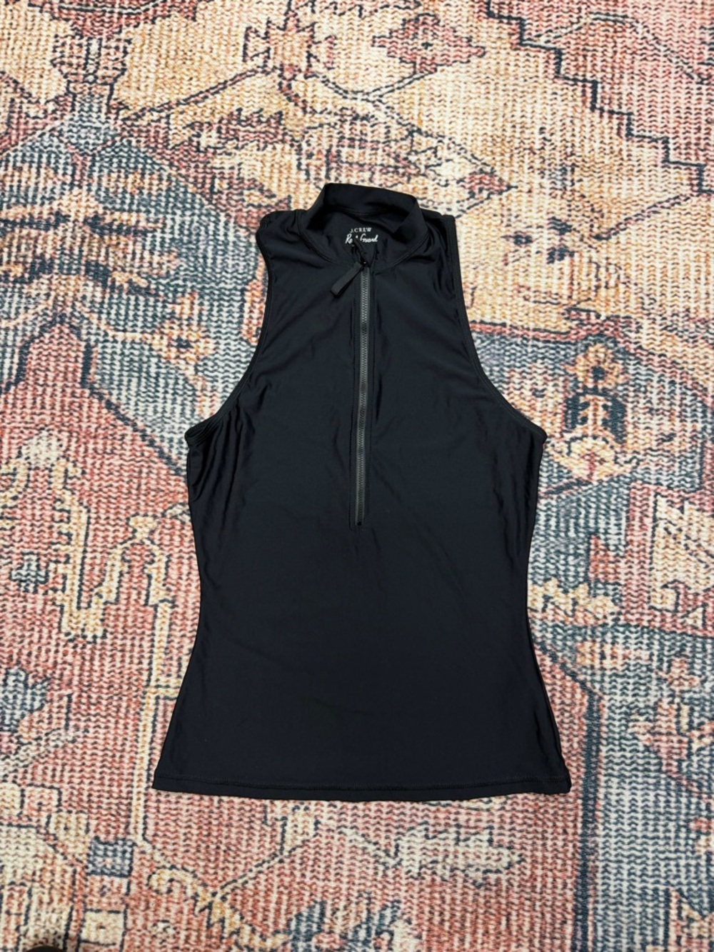J. Crew Black Sleeveless Zip-Front Swim Rash Guard